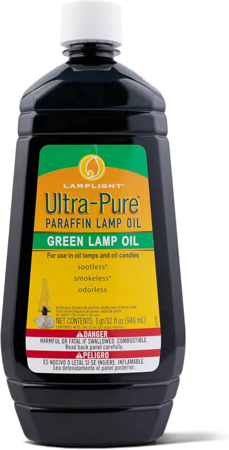 Lamplight Ultra-Pure Green Lamp Oil - 32 oz Liquid Paraffin Oil for Indoor Use, Sootless, Smokeless, and Odorless - Image 1